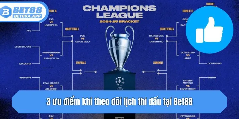 3 ưu điểm khi theo dõi lịch thi đấu tại Bet88